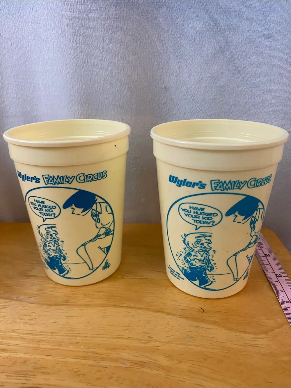 Vintage 1984-1985 Wyler's The Family Circus Set of 6 Plastic Drinking Cups